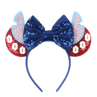 oreilles Stitch Nœud Bleu Foncé