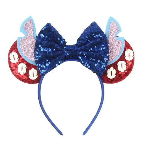 Serre-tête oreilles Stitch Nœud Bleu Foncé