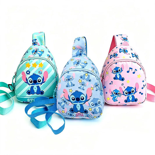 Lot de 3 sacs poitrine Stitch - Bleu Rose et Vert