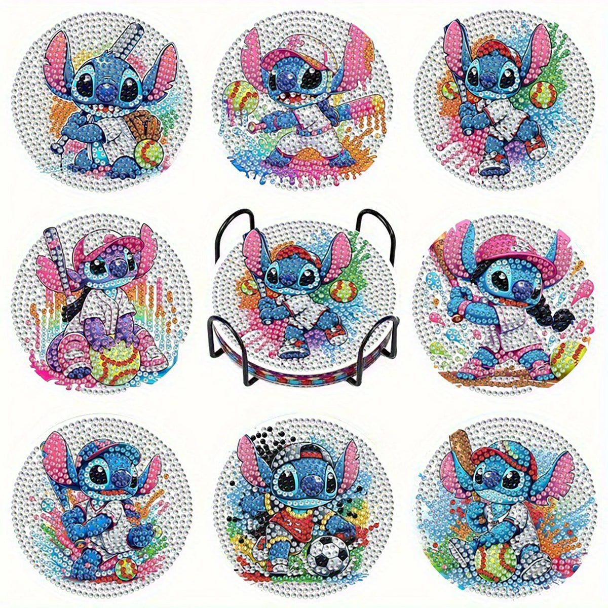Kit de 8 dessous de verre diamant Stitch - Escapades Colorées