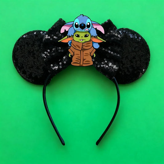 Serre-tête Stitch et Grogu Noir