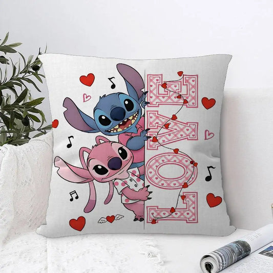 Housse de coussin Stitch et Angel - Love et Notes de Musique