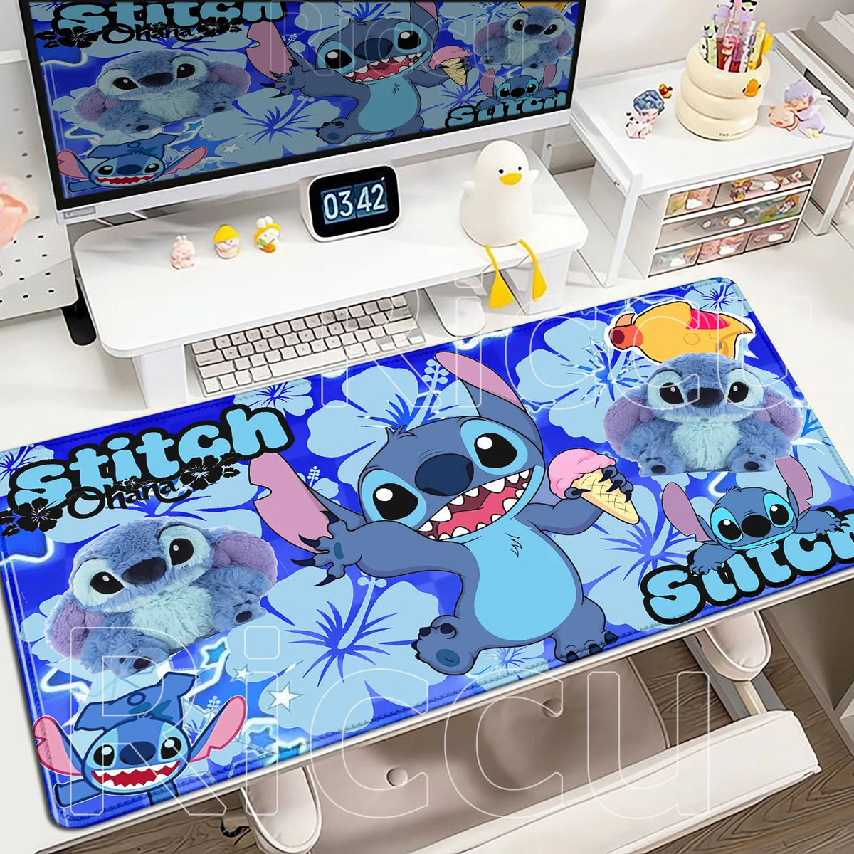 Tapis de souris Stitch - Collage et Hibiscus 2 Mm