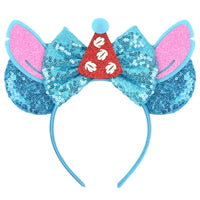oreilles Stitch Nœud Bleu et Chapeau Rouge
