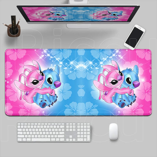 Tapis de souris Stitch et Angel - Hibiscus et Étoiles