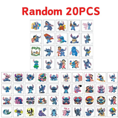 Lot de 20 tatouages temporaires Stitch - Assortiment Aléatoire