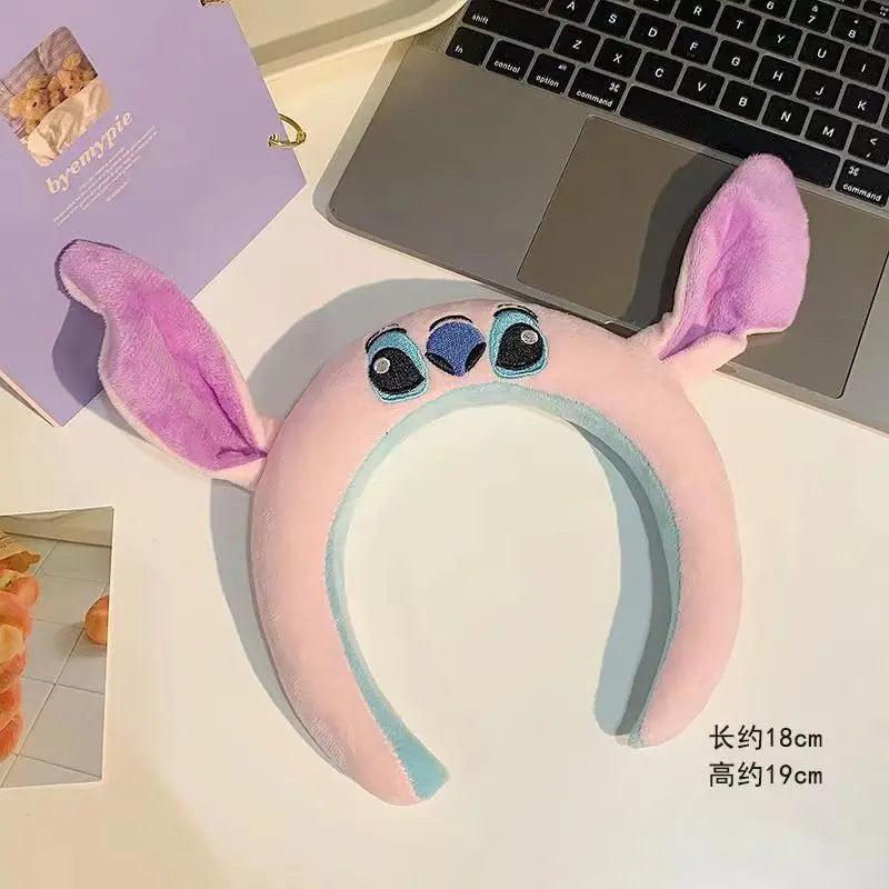 Serre-tête peluche Stitch Rose à Oreilles Violettes