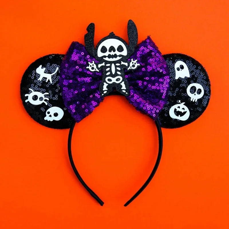 Serre-tête Stitch Squelette avec Nœud Violet