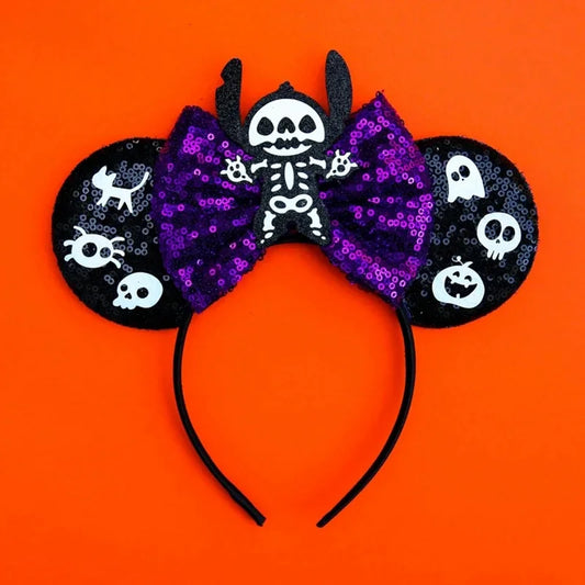 Serre-tête Stitch Squelette avec Nœud Violet
