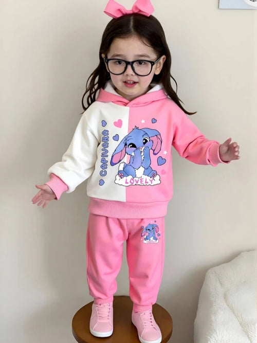Ensemble bébé Stitch - Sweat à Capuche et Pantalon Roses