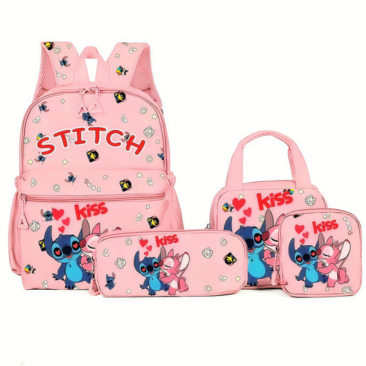 Ensemble sac à dos Stitch et Angel - Kiss Rose 4 Pièces