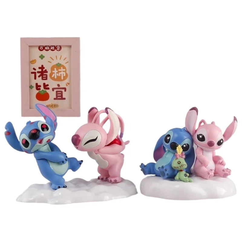 Figurines Stitch et Angel - Danse sur Socle Blanc