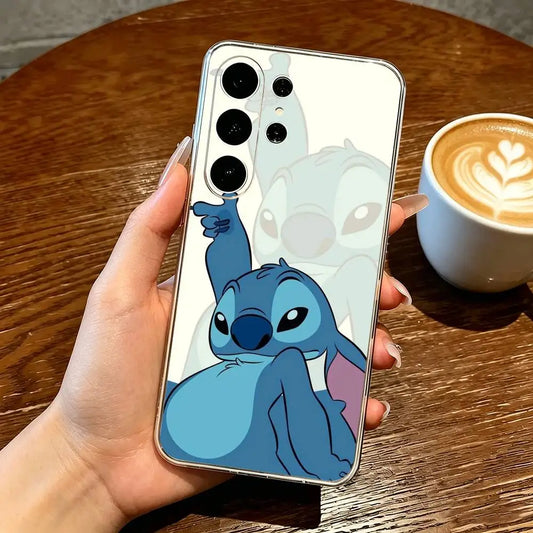 Coque Samsung Stitch - Allongé avec Portrait en Fond