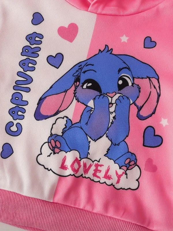 Ensemble bébé Stitch - Sweat à Capuche et Pantalon Roses