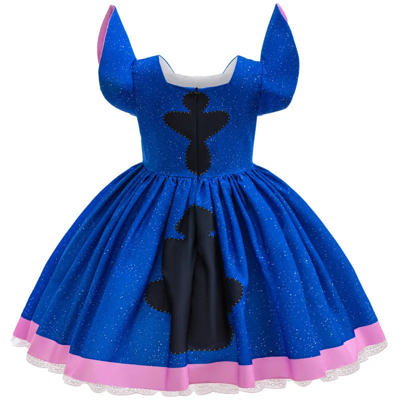 Déguisement Stitch - Robe avec Gants et Nœud Bleu