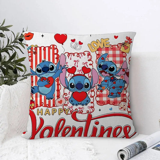 Housse de coussin Stitch - Vignettes de la Saint Valentin