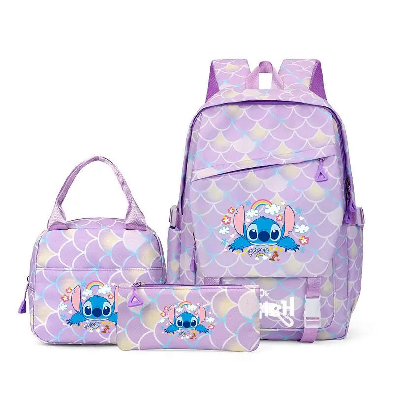 Ensemble sac à dos Stitch - Fleuri à Écailles Violettes