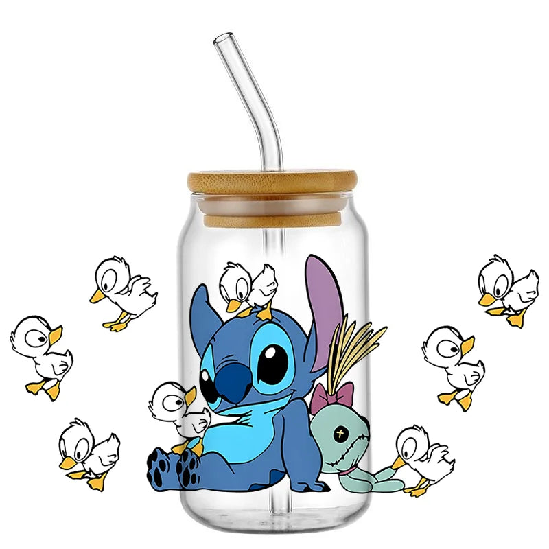 Autocollant pour verre Stitch - Poupée et Canetons