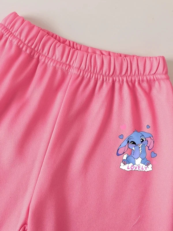 Ensemble bébé Stitch - Sweat à Capuche et Pantalon Roses