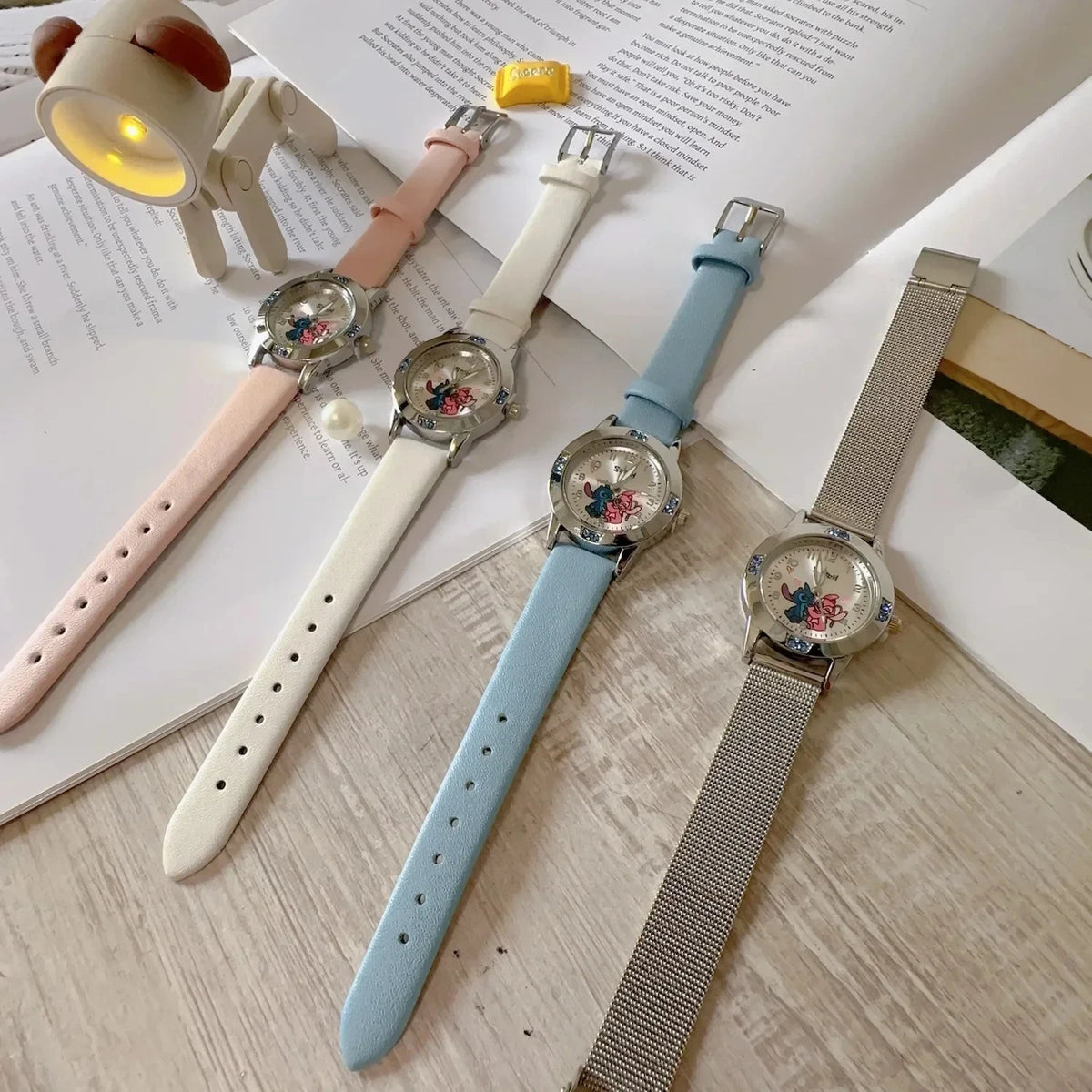 Montre Stitch et Angel - Bracelet Rose