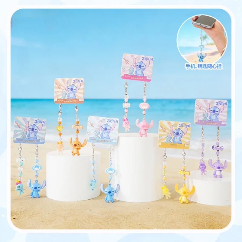 Bijou de téléphone Stitch - Poupée et Perles Bleues