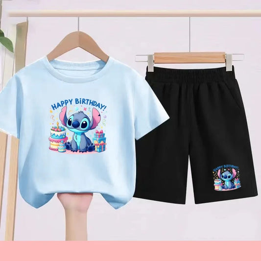 Ensemble Stitch - Anniversaire avec Haut Bleu Clair et Short Noir