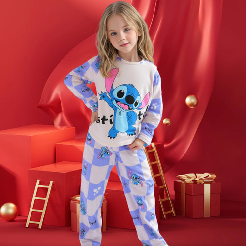 Pyjama Stitch pour enfant - Damier Violet et Blanc