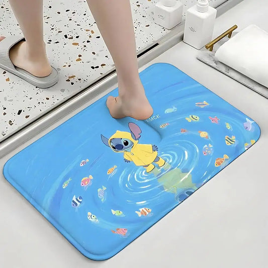 Tapis Stitch - Costume Jaune et Poissons