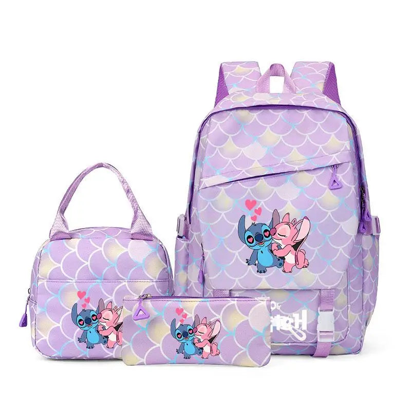 Ensemble sac à dos Stitch et Angel - Bisou à Écailles Violettes