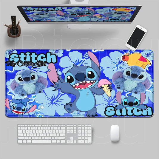 Tapis de souris Stitch - Collage Bleu et Hibiscus