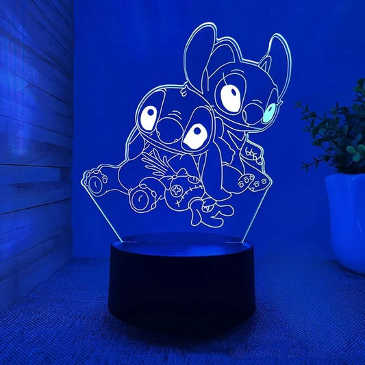Lampe LED Stitch et Angel - Assis Dos à Dos