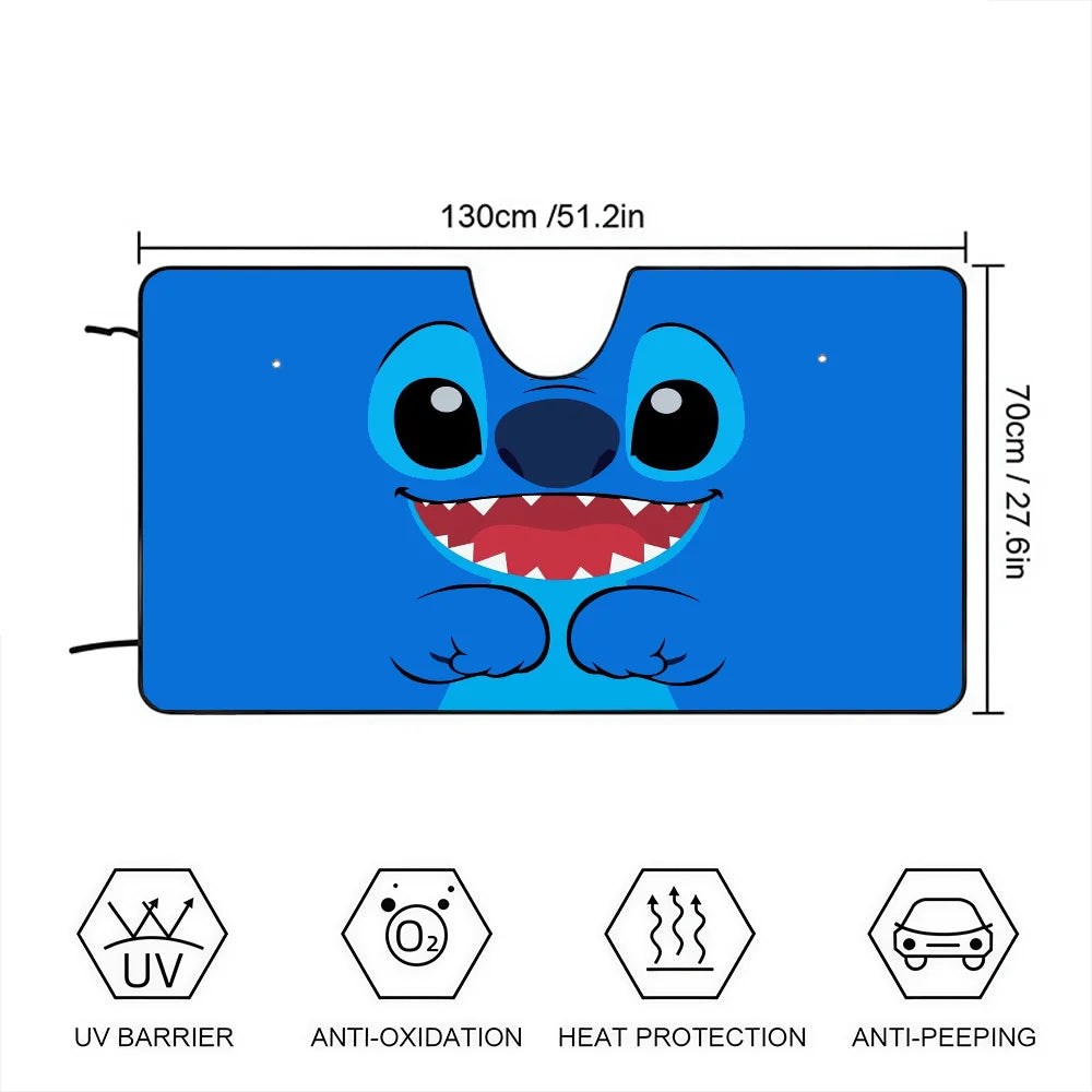 Pare-soleil Stitch Sourire et Pattes sur Fond Bleu