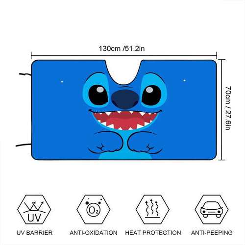 Pare-soleil Stitch Sourire et Pattes sur Fond Bleu
