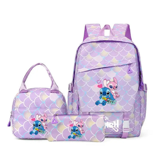 Ensemble sac à dos Stitch et Angel - Superposés à Écailles Violettes