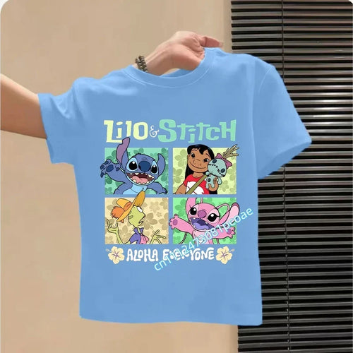 T-shirt Lilo et Stitch Bleu Quatre Vignettes