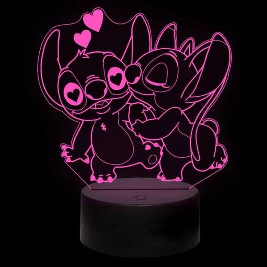 Lampe LED Stitch et Angel - Baiser et Cœurs