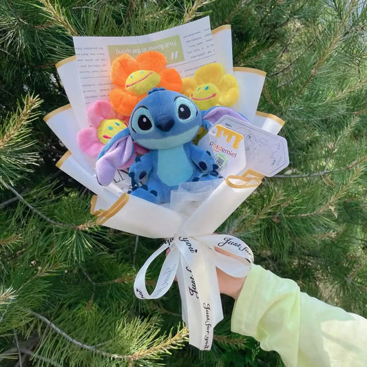 Bouquet avec peluche Stitch - Fleurs Sourire Multicolores