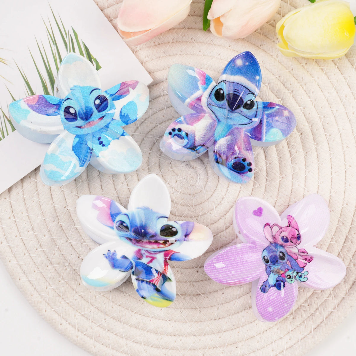 Pince à cheveux Stitch et Angel - Fleur Violette