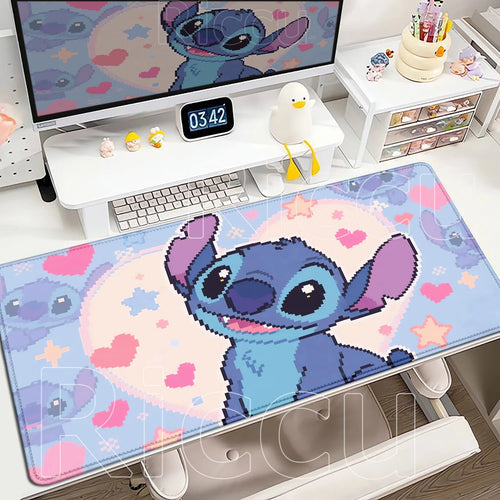 Tapis de souris Stitch - Pixel Art et Cœurs Roses 2 Mm