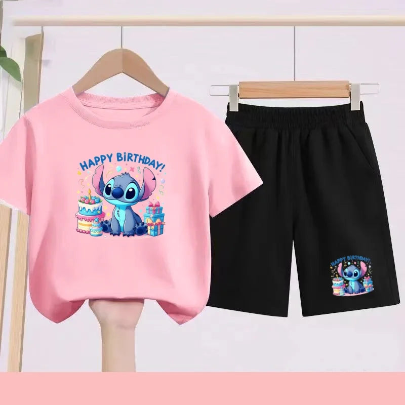 Ensemble Stitch - Anniversaire avec Haut Rose et Short Noir