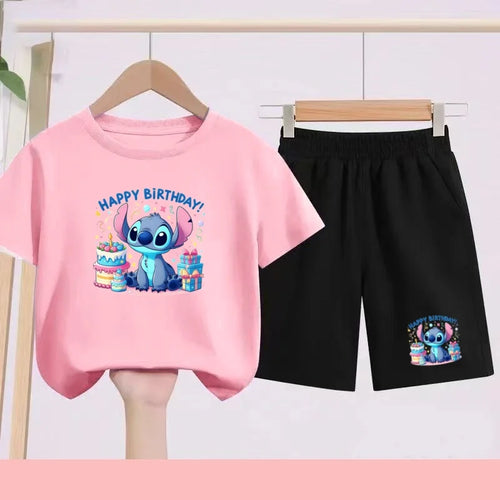 Ensemble Stitch - Anniversaire avec Haut Rose et Short Noir