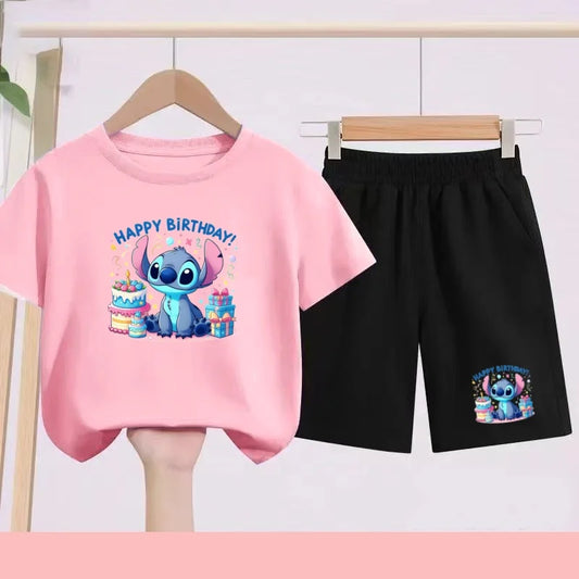 Ensemble Stitch - Anniversaire avec Haut Rose et Short Noir