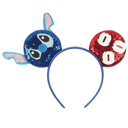Serre-tête Stitch Oreilles Dépareillées Bleue et Rouge