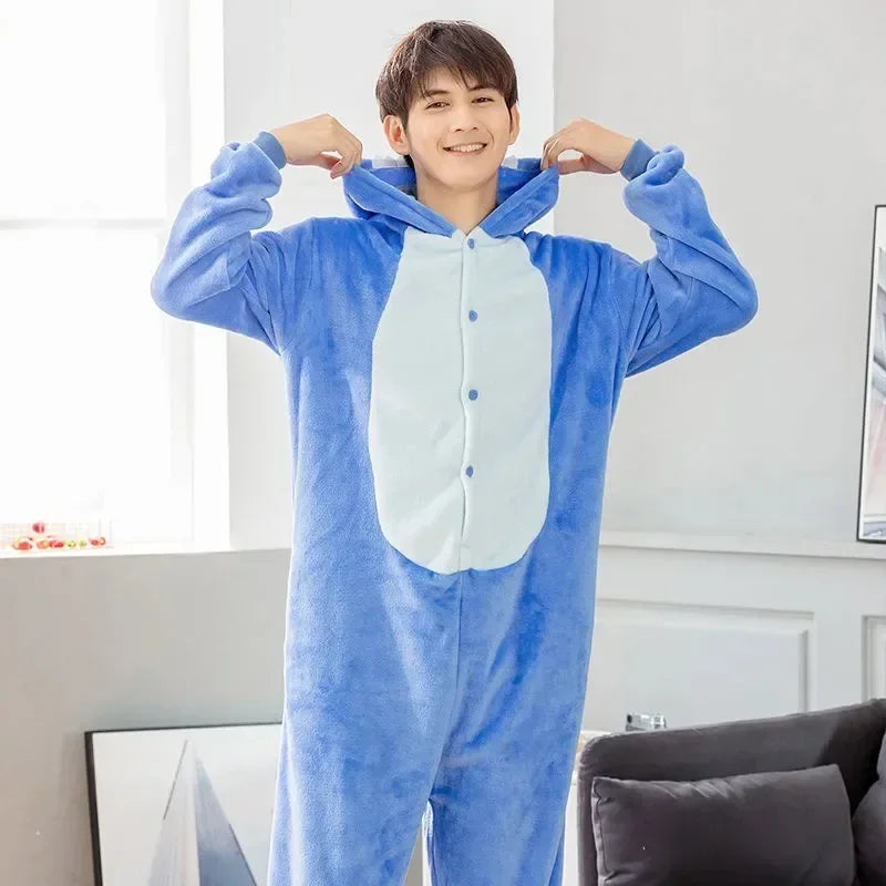 Combinaison Stitch - Bleue avec Visage sur la Capuche