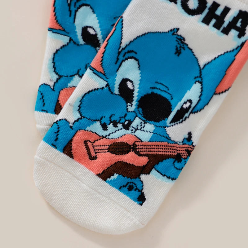 Lot de 5 paires de chaussettes Stitch et Angel - Motifs Colorés