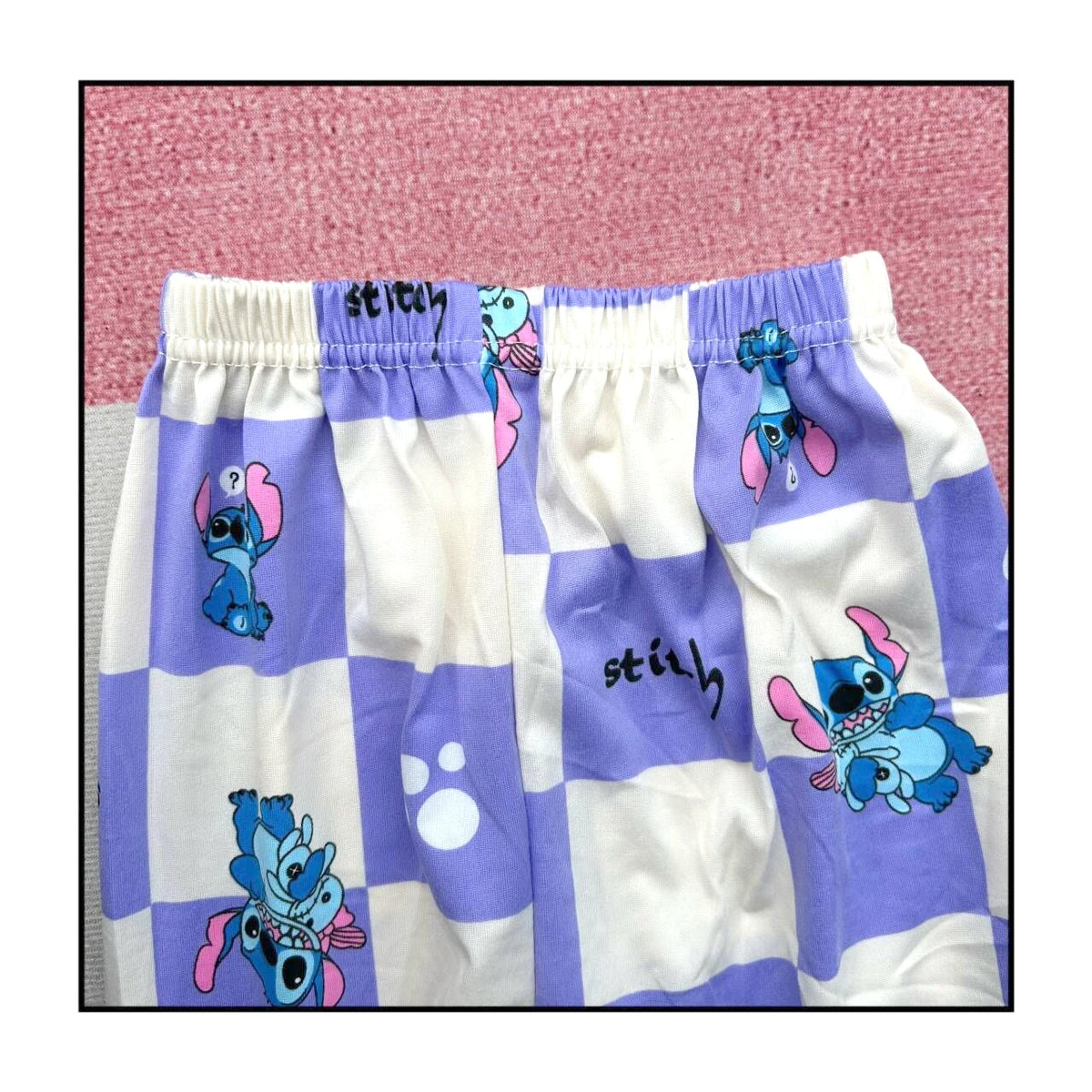 Pyjama Stitch pour enfant - Damier Violet et Blanc