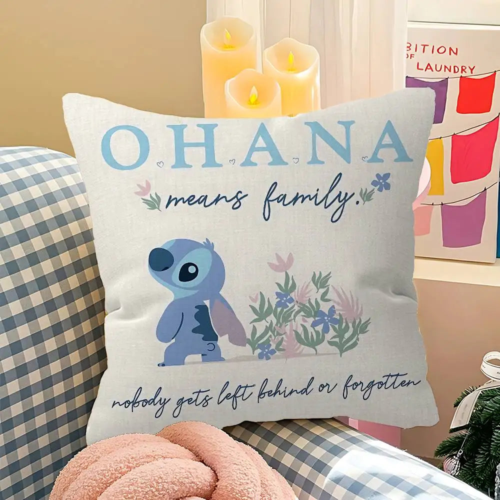 Housse de coussin Stitch - Ohana et Fleurs
