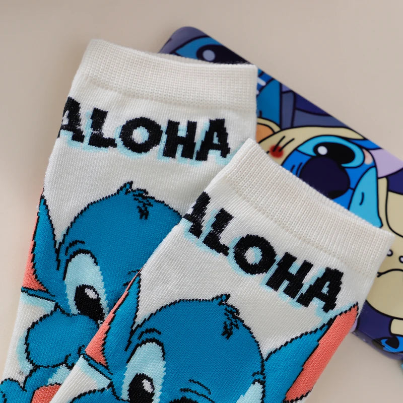 Lot de 5 paires de chaussettes Stitch et Angel - Motifs Colorés