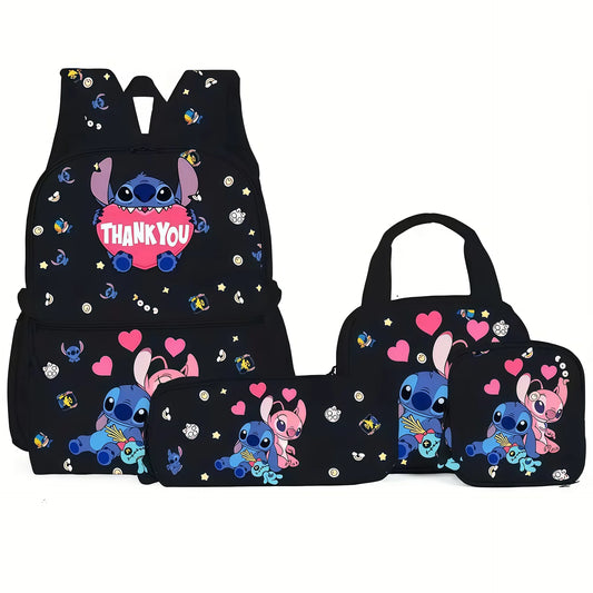 Ensemble sac à dos Stitch et Angel - Thank You Noir 4 Pièces