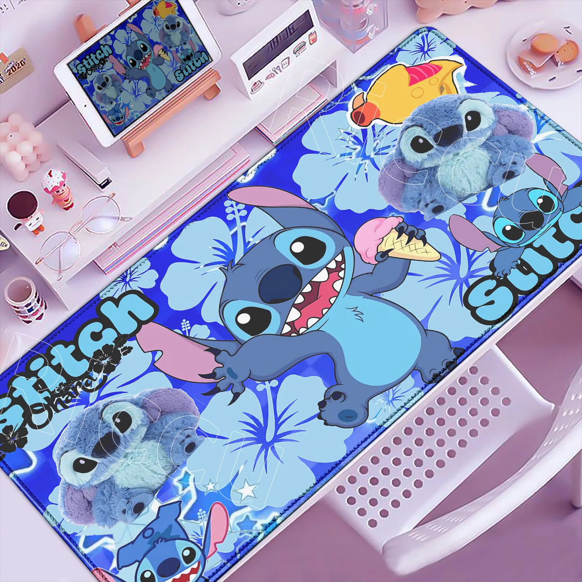 Tapis de souris Stitch - Collage et Hibiscus 2 Mm